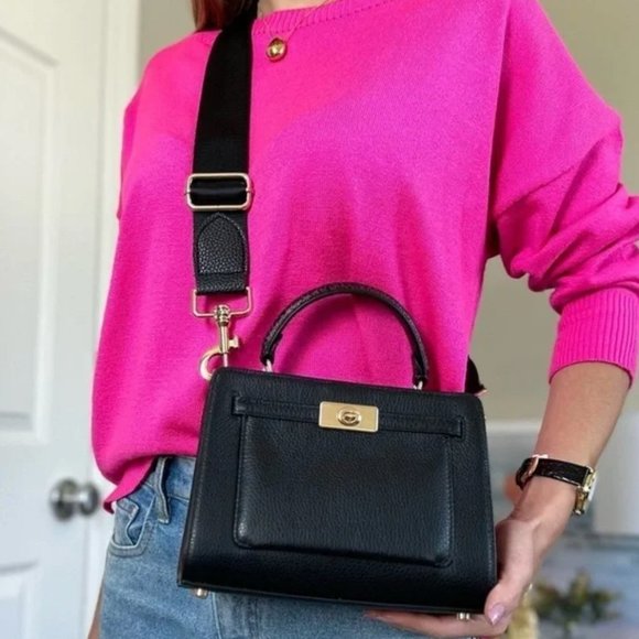 NEW Coach crossbody bag 2 straps black leather gold-tone hardware ln NWT - Picture 3 of 10